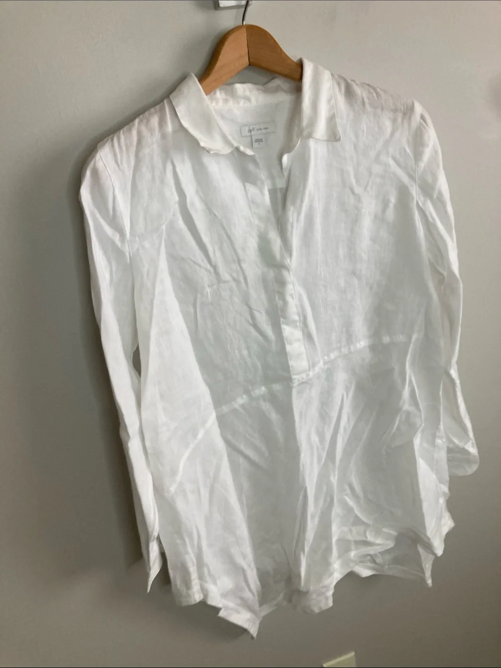 J. Jill White Linen asymmetrical Casual Button-Down Shirt, Women’s Size Small